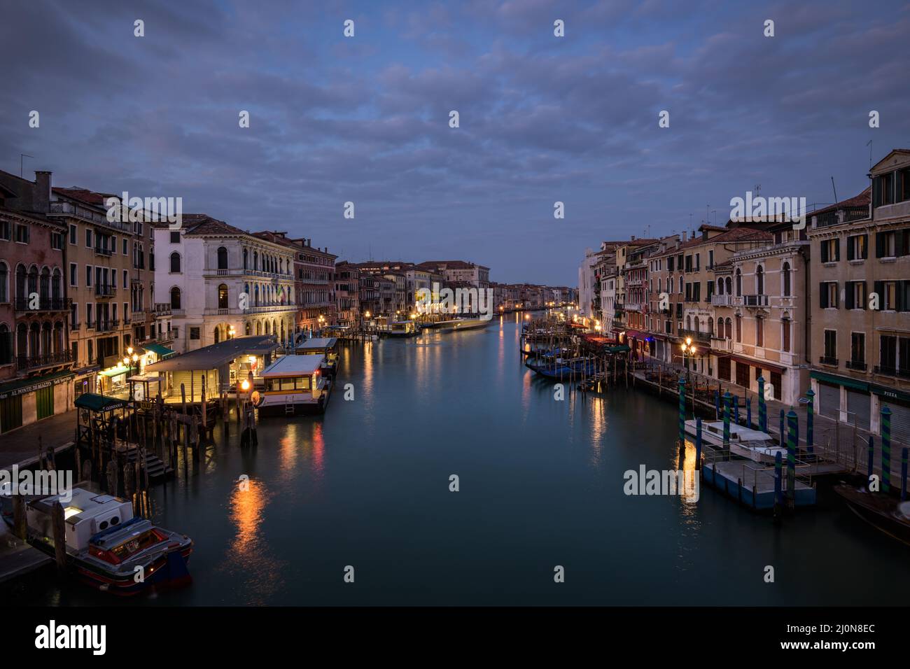 Sunrise view from Ponte di Rialto, Venice, Italy Stock Photo