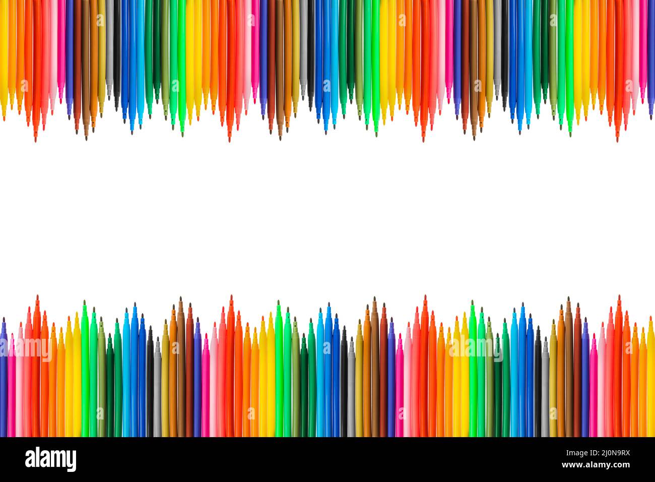 Multicolored markers or felt-tip pens Stock Photo