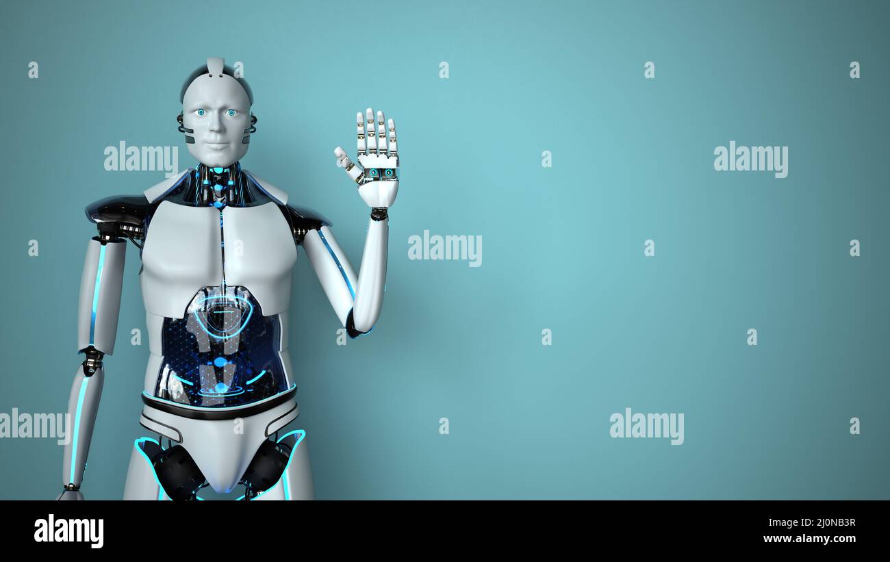 Humanoid Robot Hello Stock Photo - Alamy