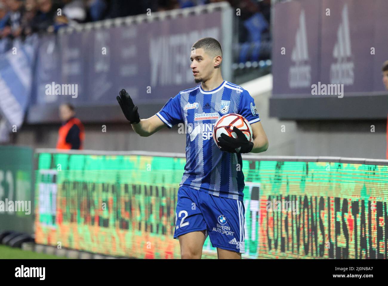 Driss Trichard 22 Dunkerque during the French championship Ligue 2