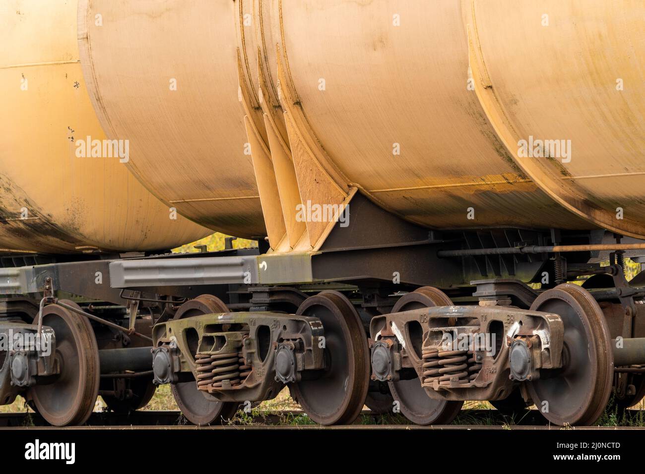 Train delivering gasoline in tanks Stock Photo Alamy
