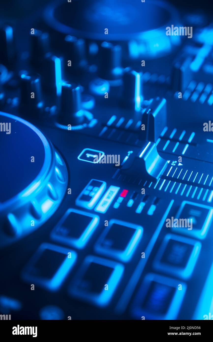 DJ mixing desk turntable Stock Photo Alamy