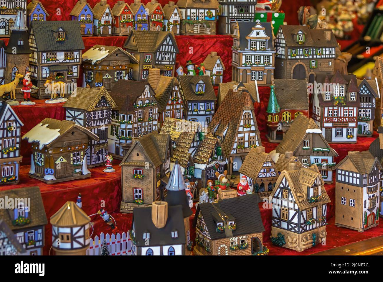 Miniature houses at the Christmas market, Germany Stock Photo