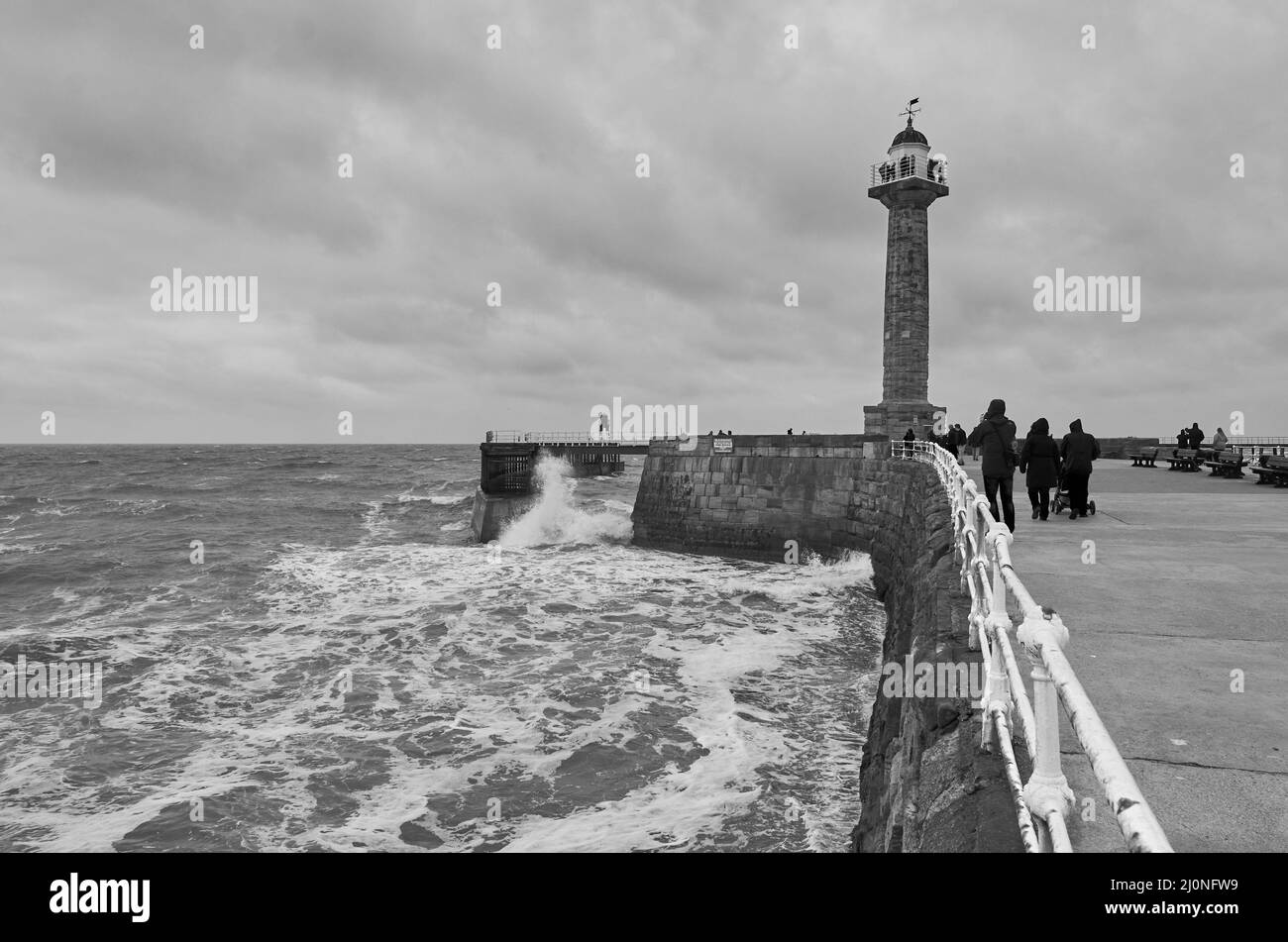 Whitby West Pier Stock Photo