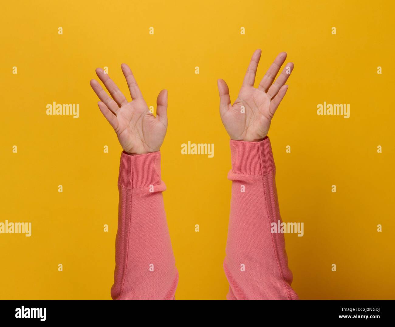 Two hands raised palms hi-res stock photography and images - Alamy