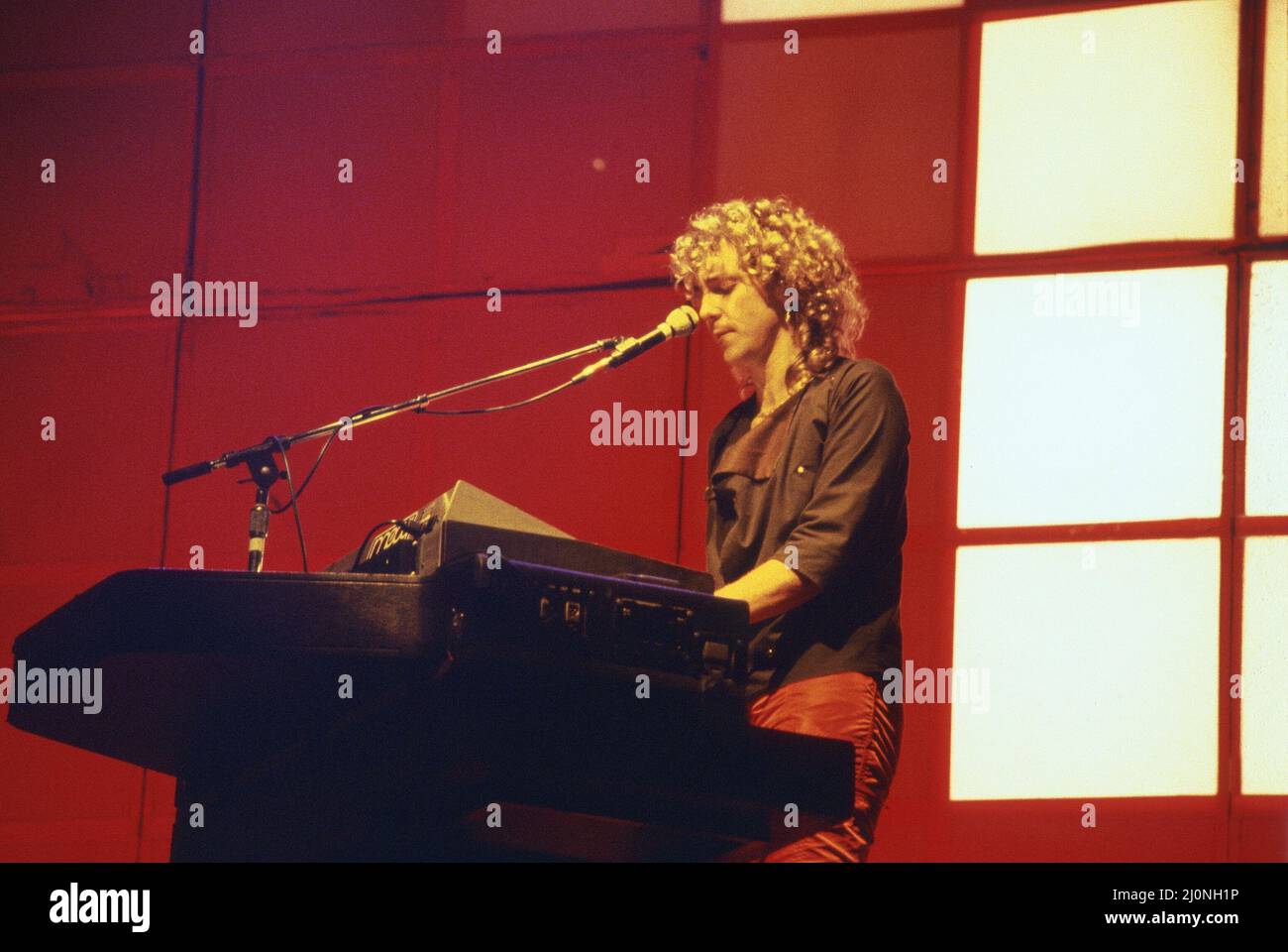 Canadian rock band Saga in concert at Hammersmith Odeon. Keyboardist