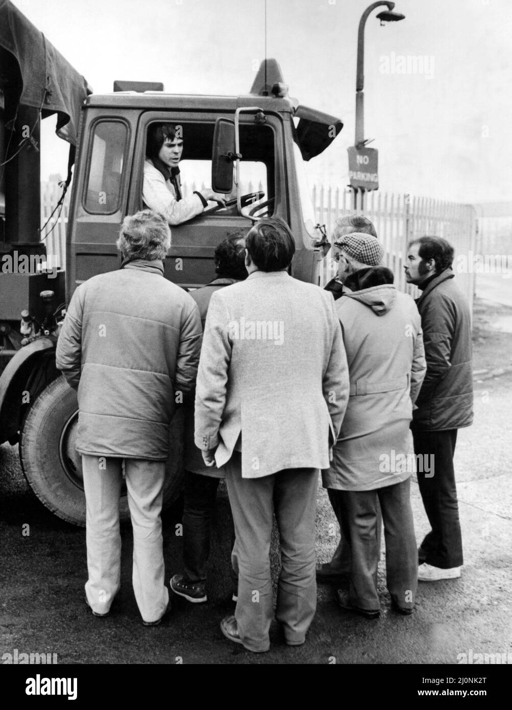 The National Miners Strike 1984 A lorry passing the picket line at