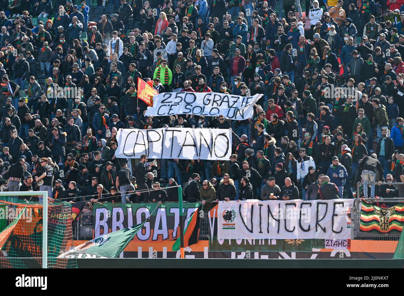 Venice, Italy. 20th Mar, 2022. supporters of UC Sampdoria during Venezia FC  vs UC Sampdoria, italian soccer Serie A match in Venice, Italy, March 20  2022 Credit: Independent Photo Agency/Alamy Live News