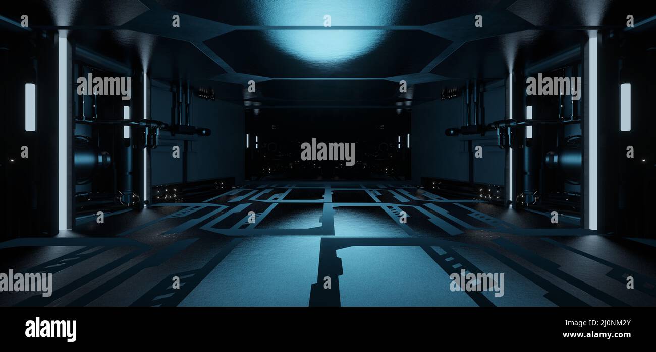 Modern Digital Simulation CryptoSpace Interior Crypto World Cutting Edge  Dark Blue Colors Sci Fi Background 3D Illustration Stock Photo - Alamy