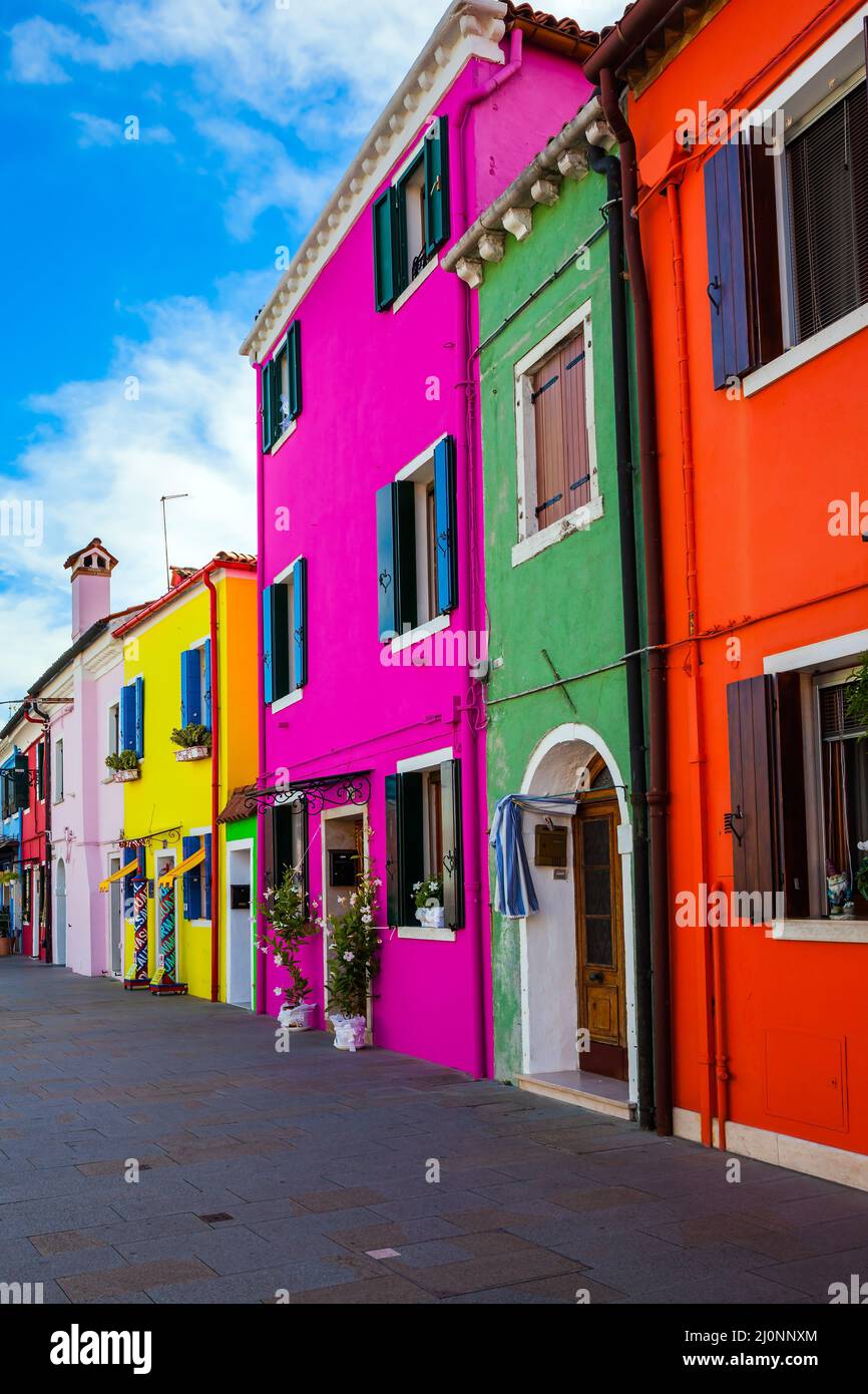 The multi-colored bright houses Stock Photo