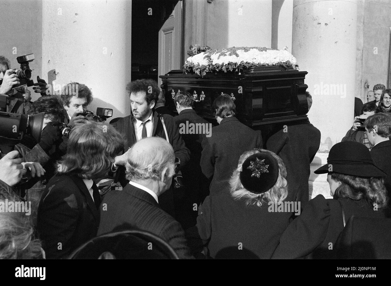 The funeral of singer Billy Fury, St Johns Wood Church. Billy, 42, died of a heart attack on the 28th January 1983. Pictured, the coffin entering the church. 4th February 1983 Stock Photo - Alamy