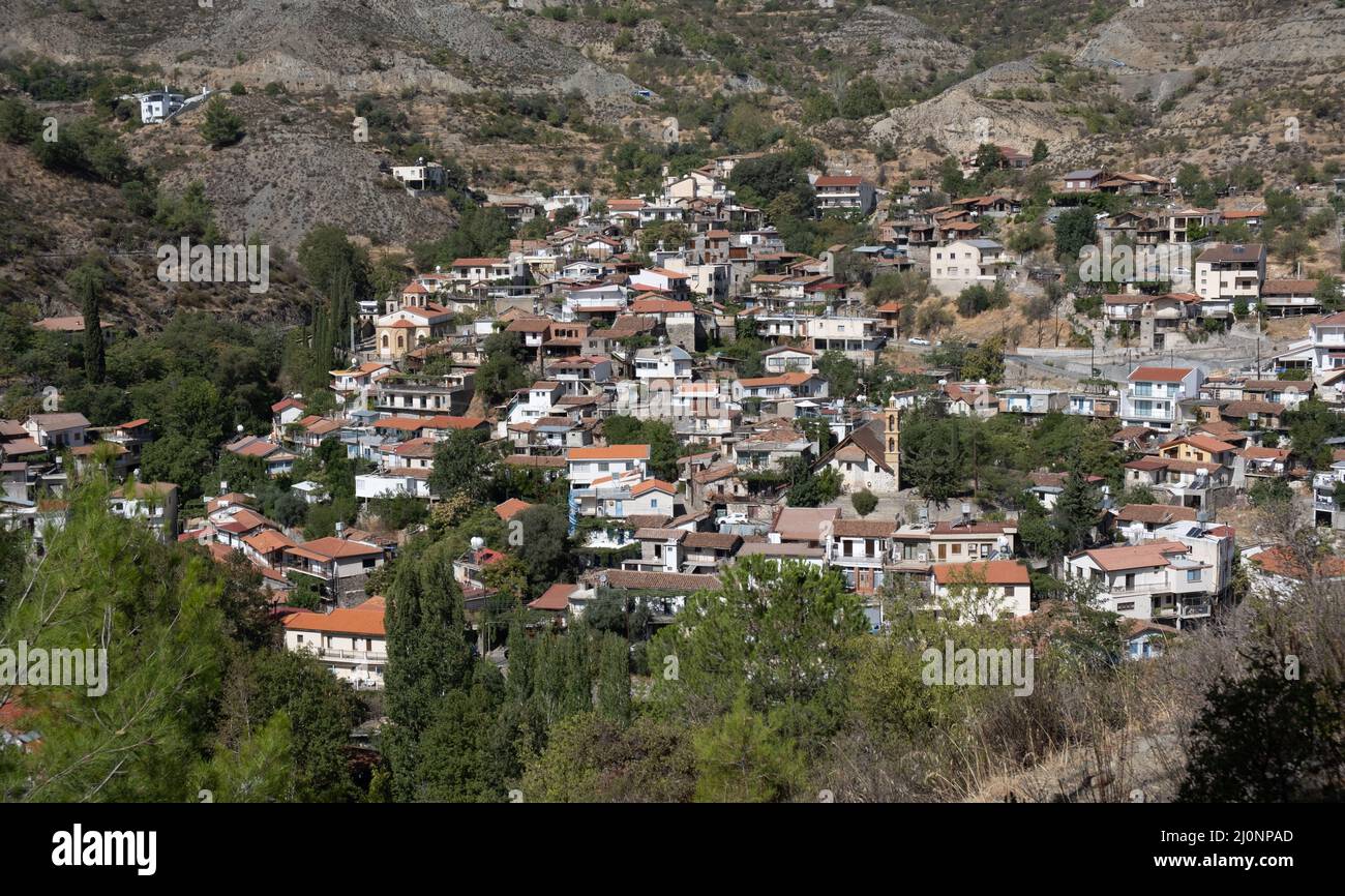 Mountain village of Palaichori at Troodos mountains in Cyprus. Stock Photo