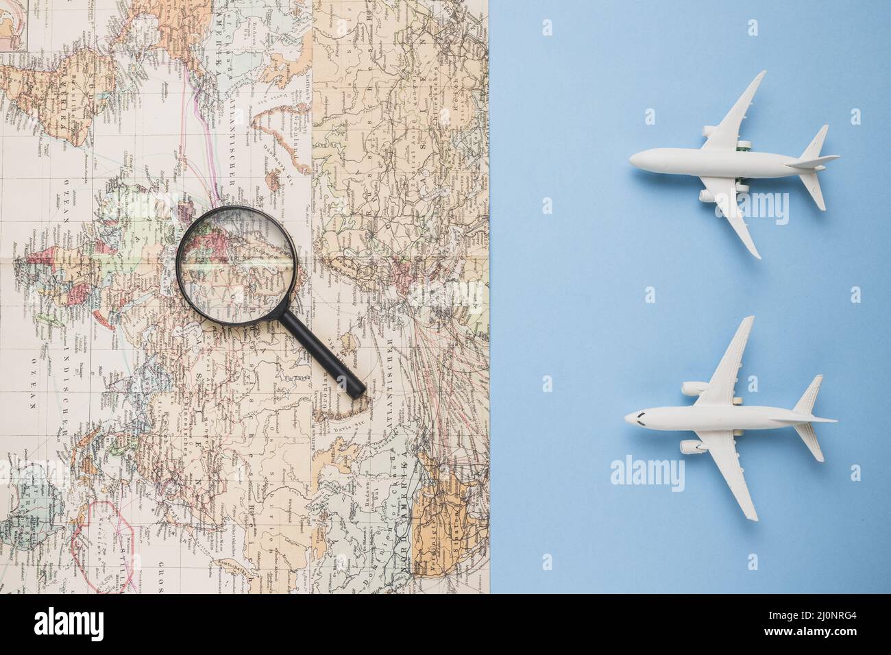 Travel concept with map plane. High quality and resolution beautiful photo concept Stock Photo