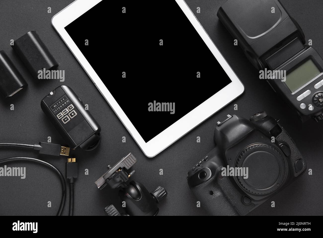 Top view photography accesories tablet. High quality and resolution beautiful photo concept Stock Photo