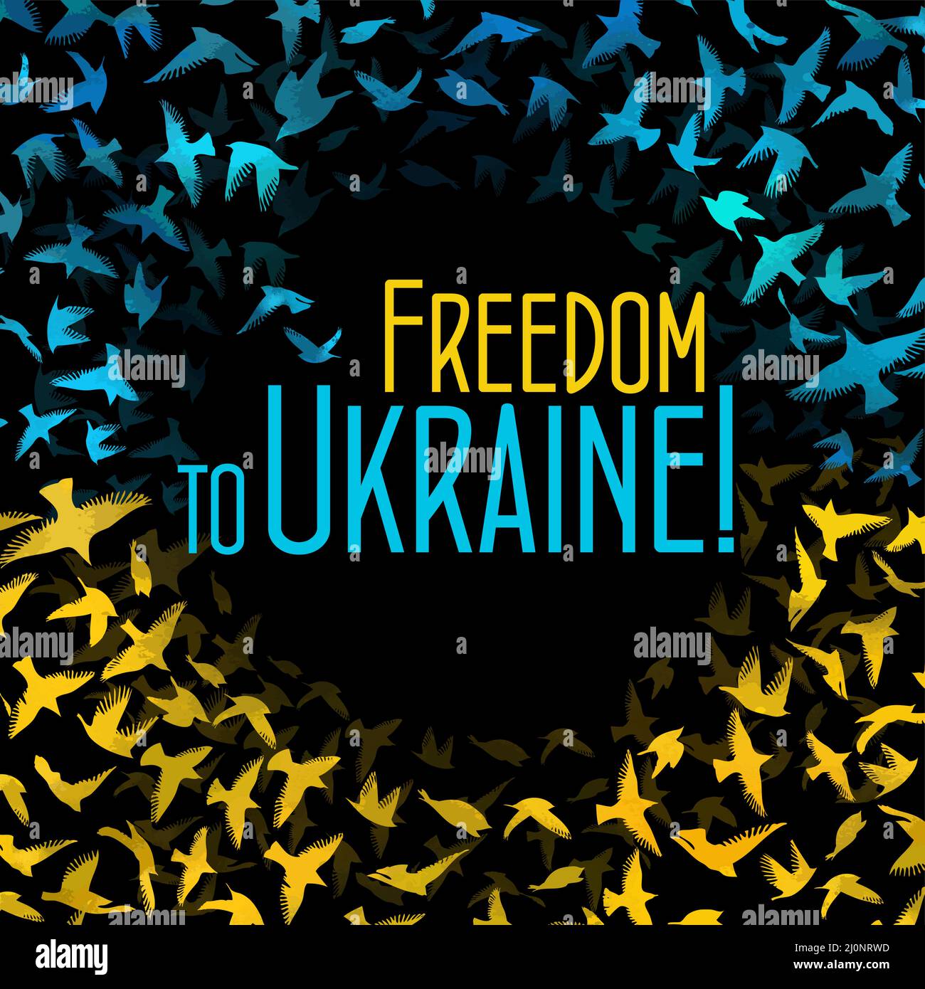 Freedom for Ukraine. Flying birds. Vector illustration Stock Vector