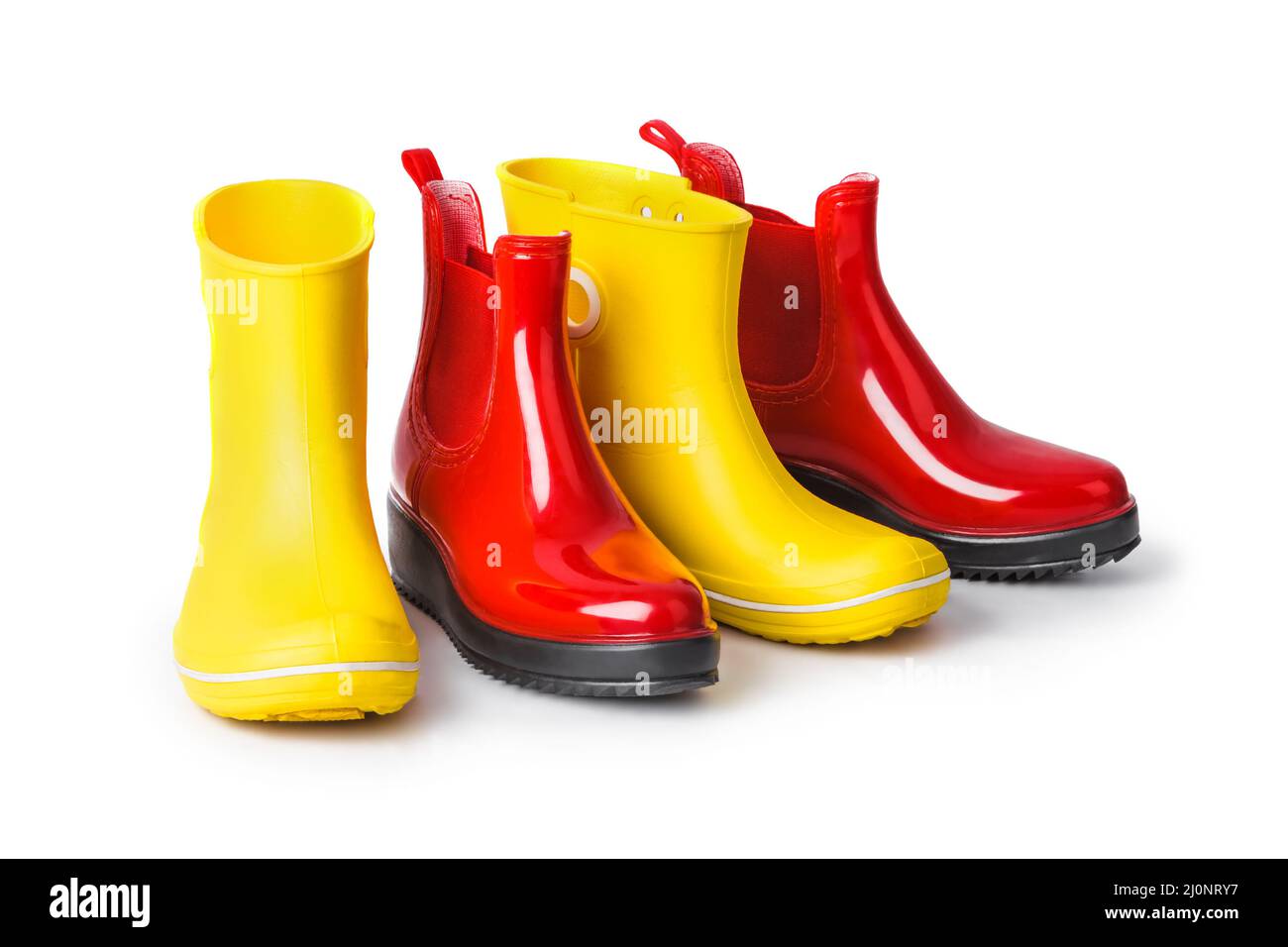 Red and yellow women boots Stock Photo