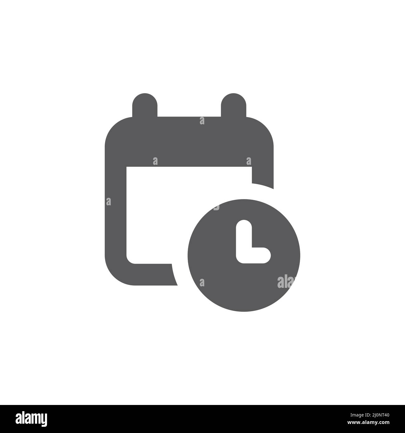 Date and time black vector icon. Calendar with clock filled symbol