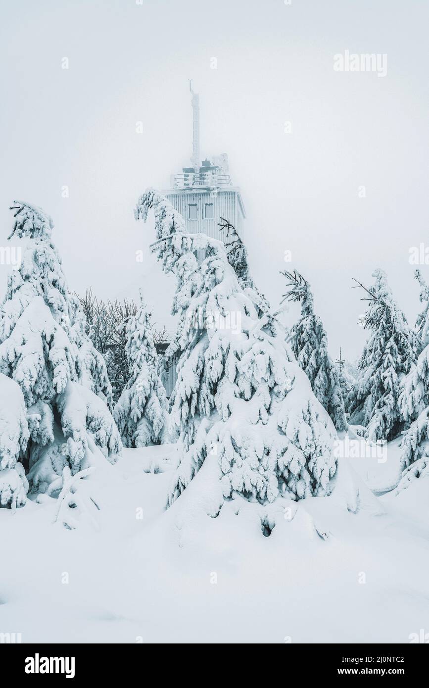 Winter wonderland on the Fichtelberg Stock Photo
