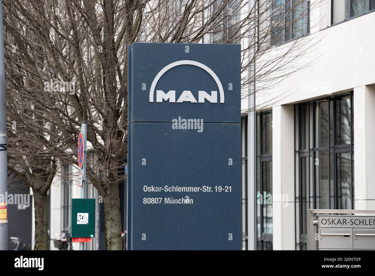 Bureaus of MAN ( Maschinenfabrik Augsburg-Nuernberg ) seen in the Parstadt Schwabing in Munich, Germany. (Photo by Alexander Pohl/Sipa USA) Stock Photo