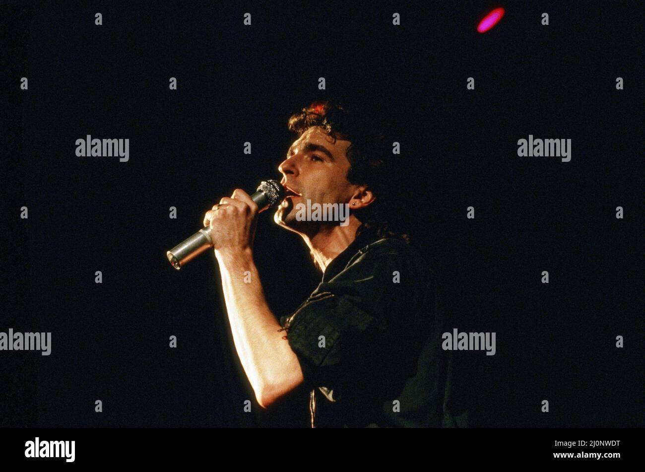 Canadian rock band Saga in concert at Hammersmith Odeon, singer Mike