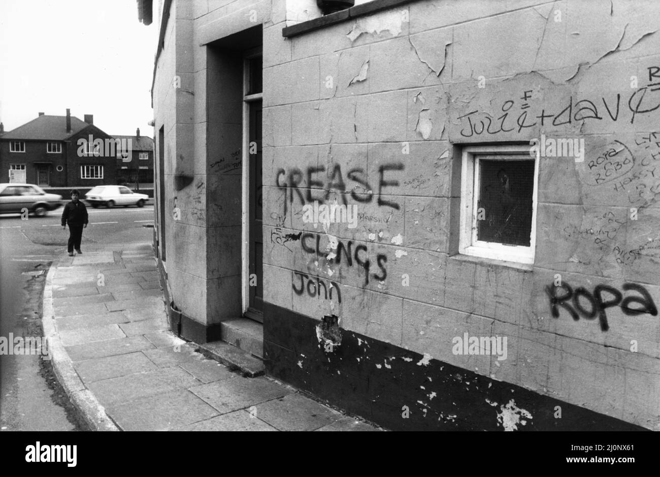 Graffiti on the walls of The Pineapple Pub in Chirton, North Shields
