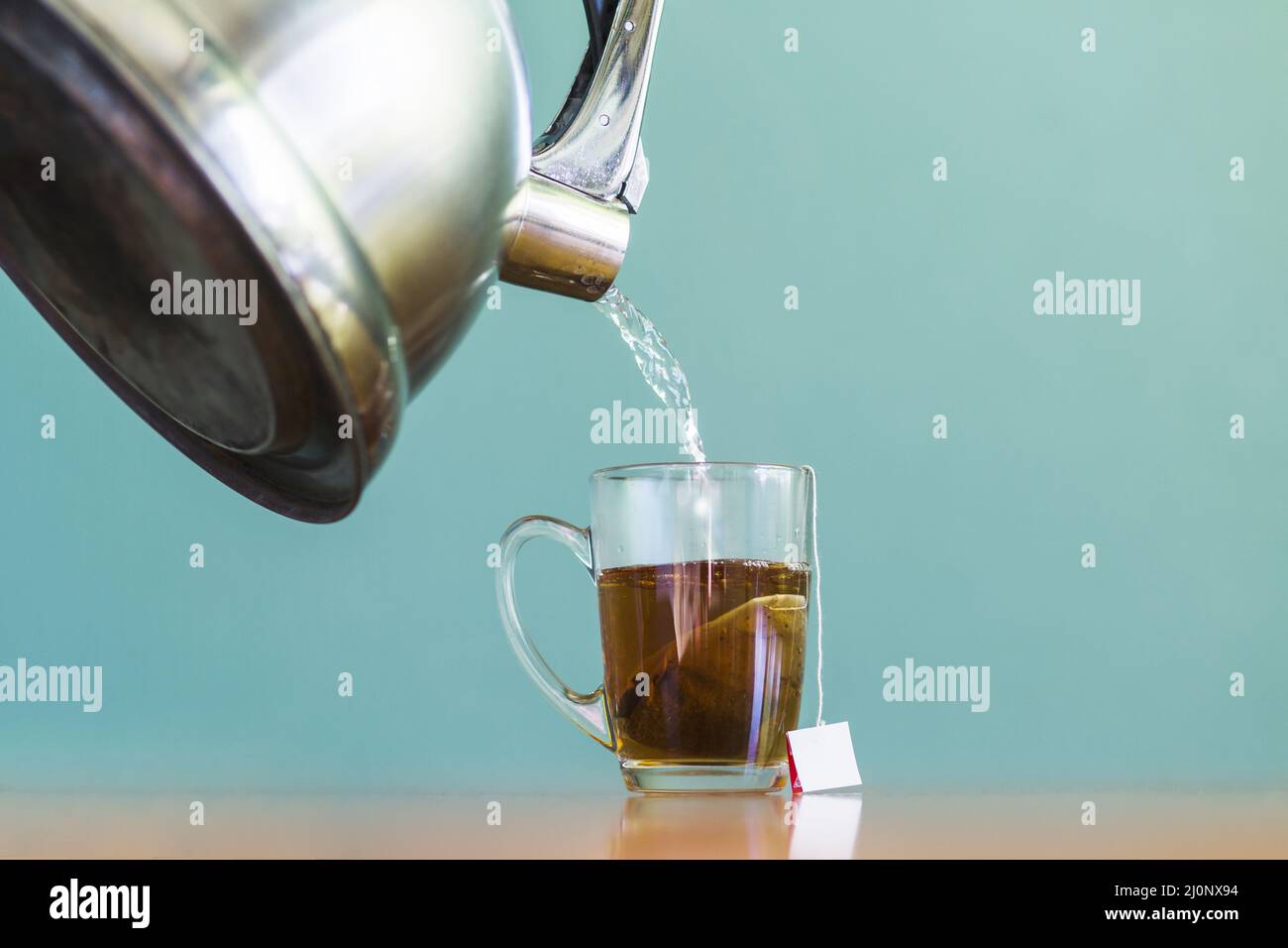 Pouring Hot Water Into Into Cup Stock Photo 1146657914