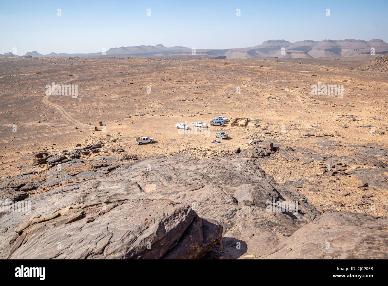 Agrour Amogjar hosting ancient rocks paintings, Mauritania Stock Photo