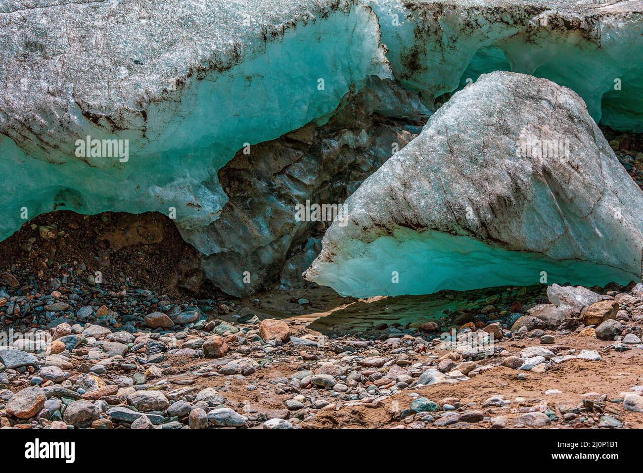Melting glaciers in the Alps. Stock Photo