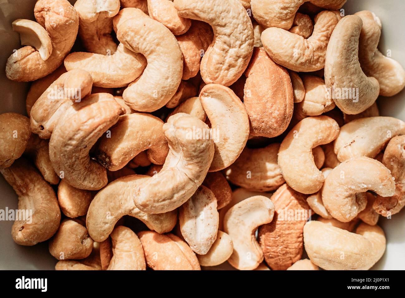 Top view of salted cashew nuts. Healthy snacks Stock Photo Alamy