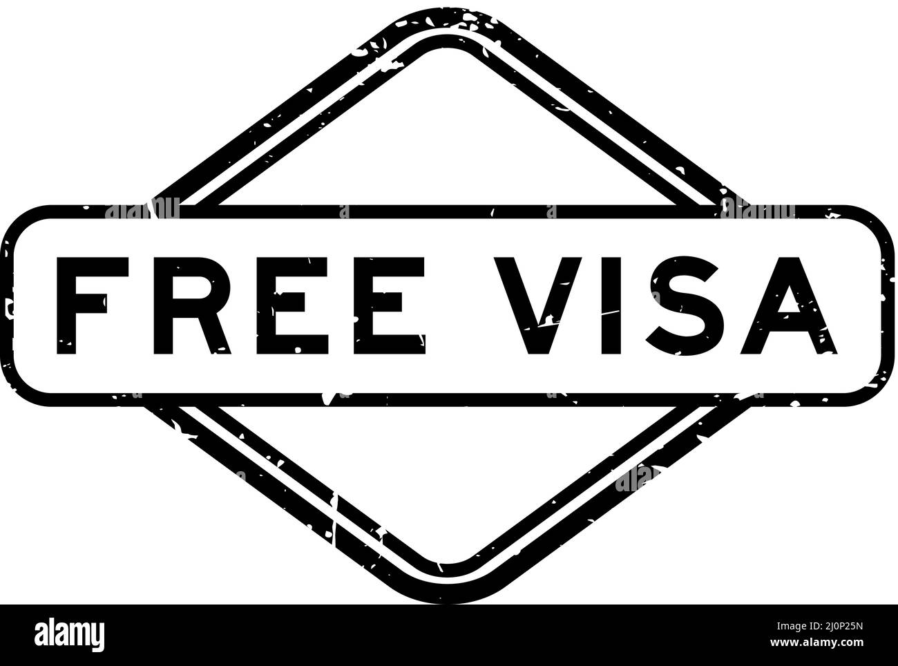 Grunge black free visa word rubber seal stamp on white background Stock Vector