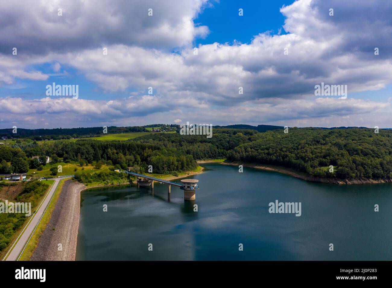 Panoramic view of the Great DhÃ¼nn dam. Germany Stock Photo