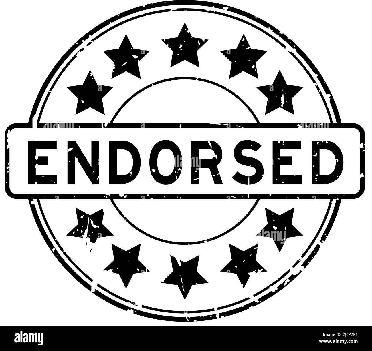 Grunge endorsed word with star icon round rubber seal stamp on white ...