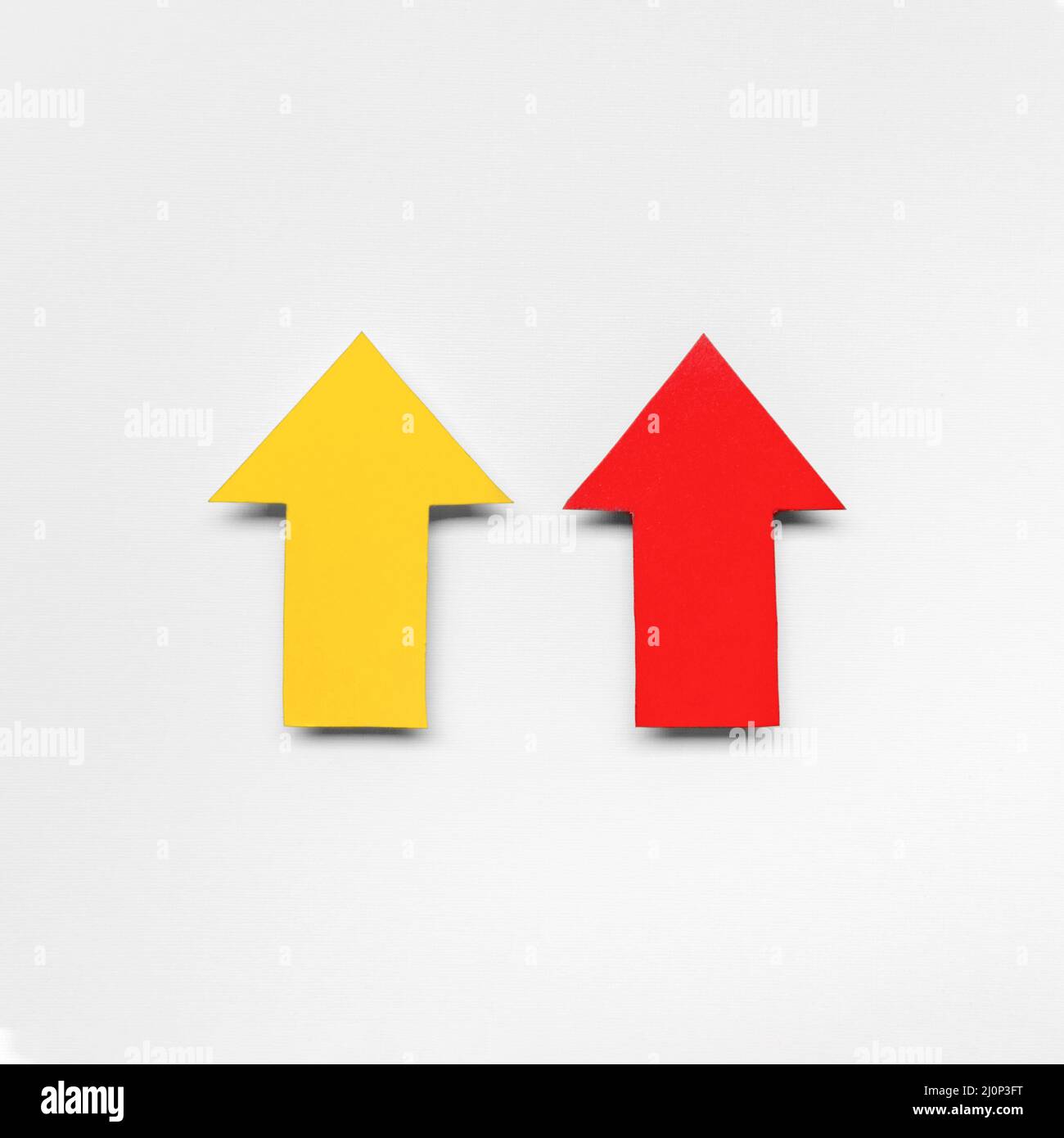 Red yellow arrow signs . High quality and resolution beautiful photo concept Stock Photo