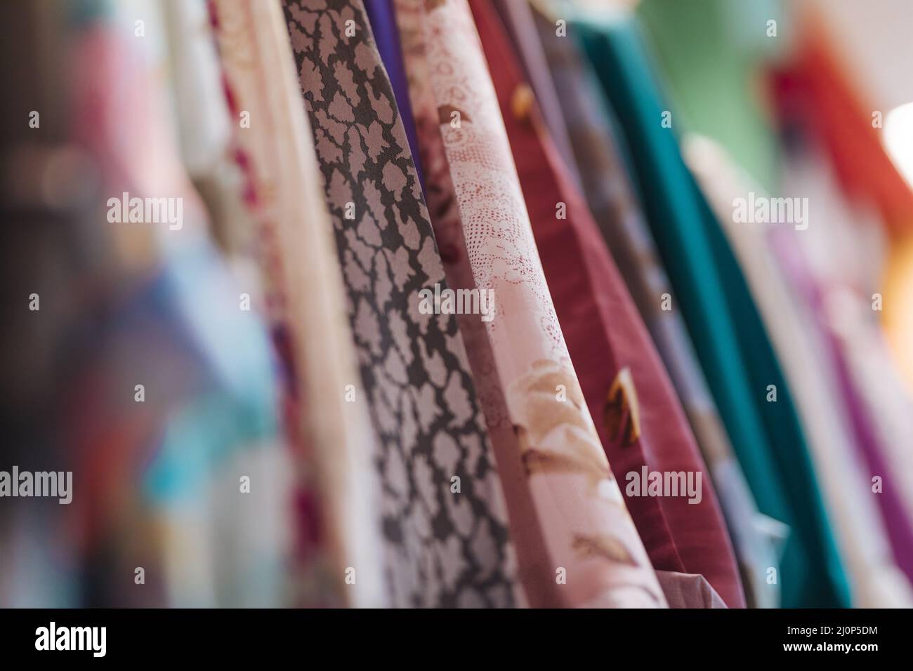 Various type fabric clothes shop. High quality and resolution beautiful photo concept Stock Photo