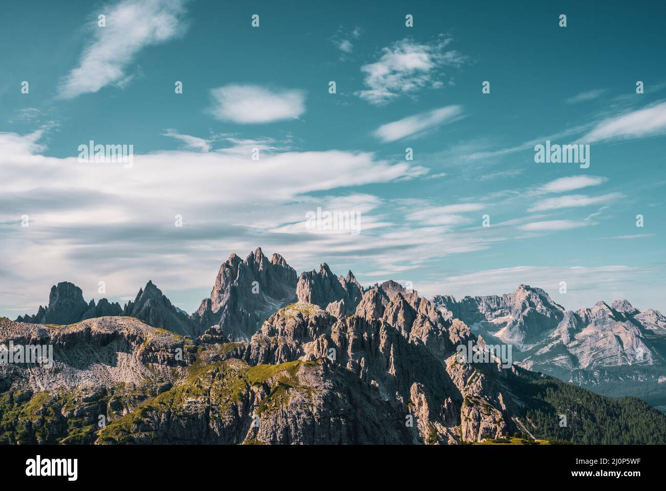 View of the Cadini mountain range in the Dolomites Stock Photo