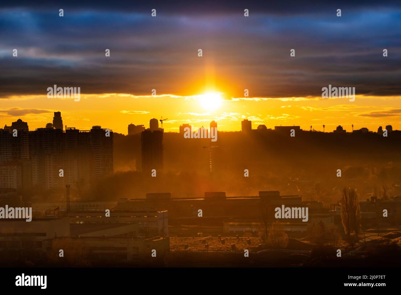 Panorama sunset in city Stock Photo