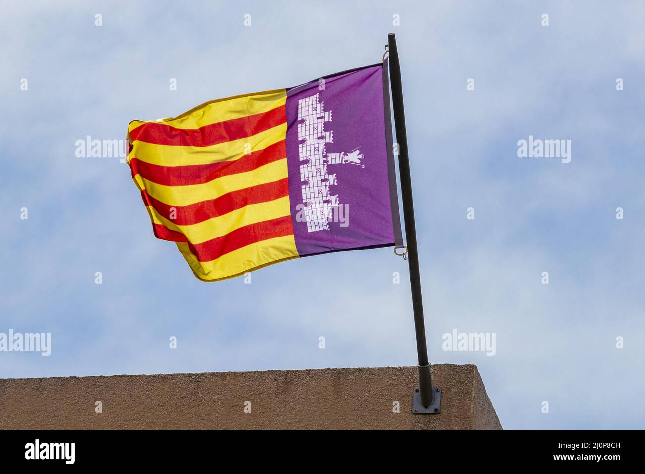 Mallorcan flag in Mallorca Spain. Stock Photo