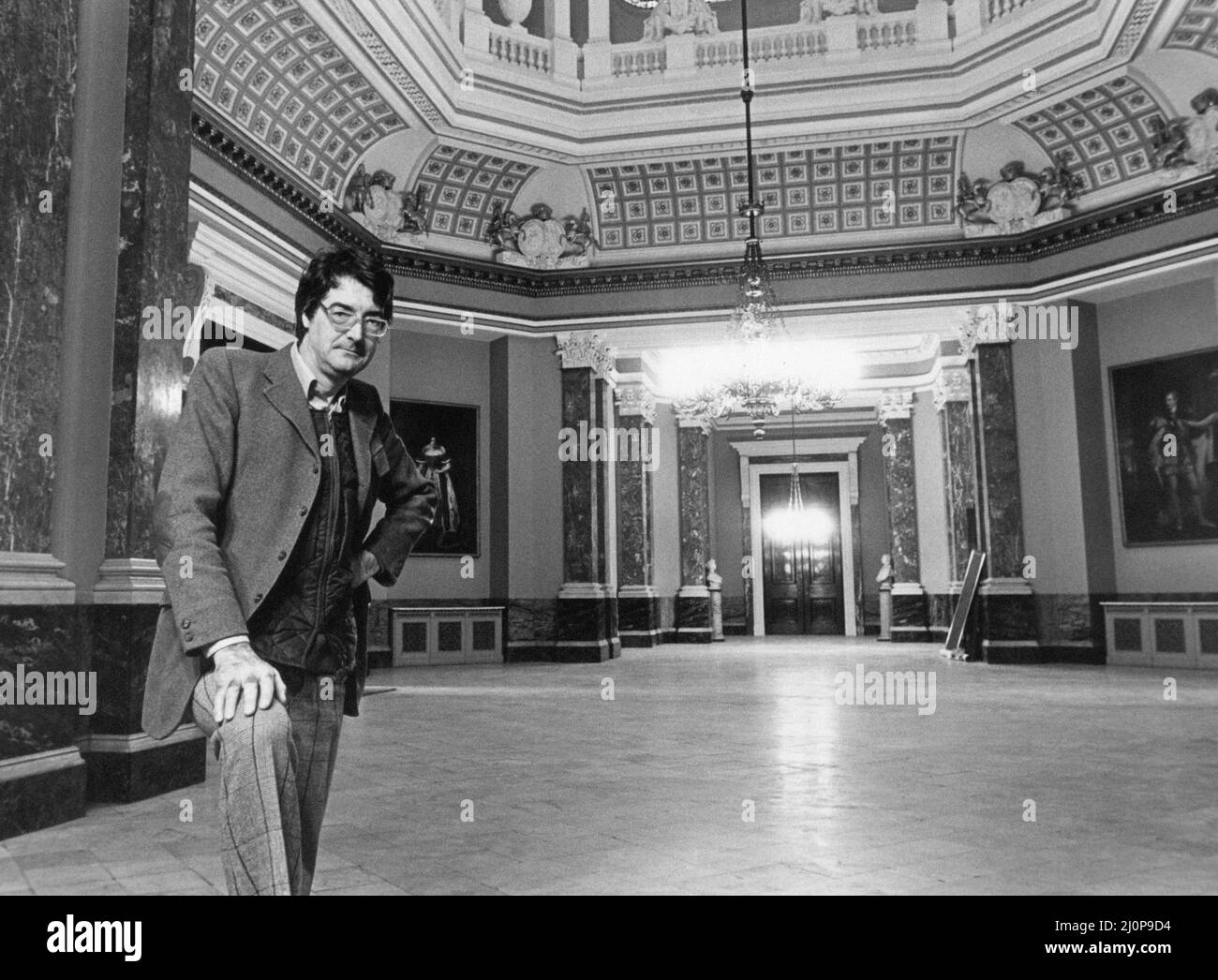 Lord Londonderry, 9th Marquess of Londonderry pictured at Wynyard Hall Estate, County Durham, 4th January 1983. Our Picture Shows ... Lord Londonderry in the magnificent entrance area to the hall. Stock Photo