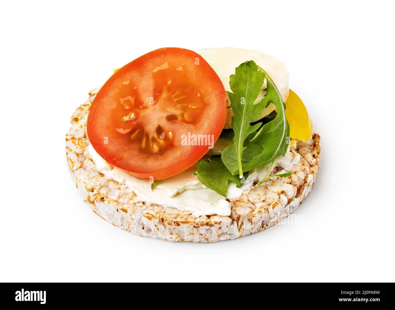 Rice cakes with cream cheese, tomato and mozzarella Stock Photo Alamy