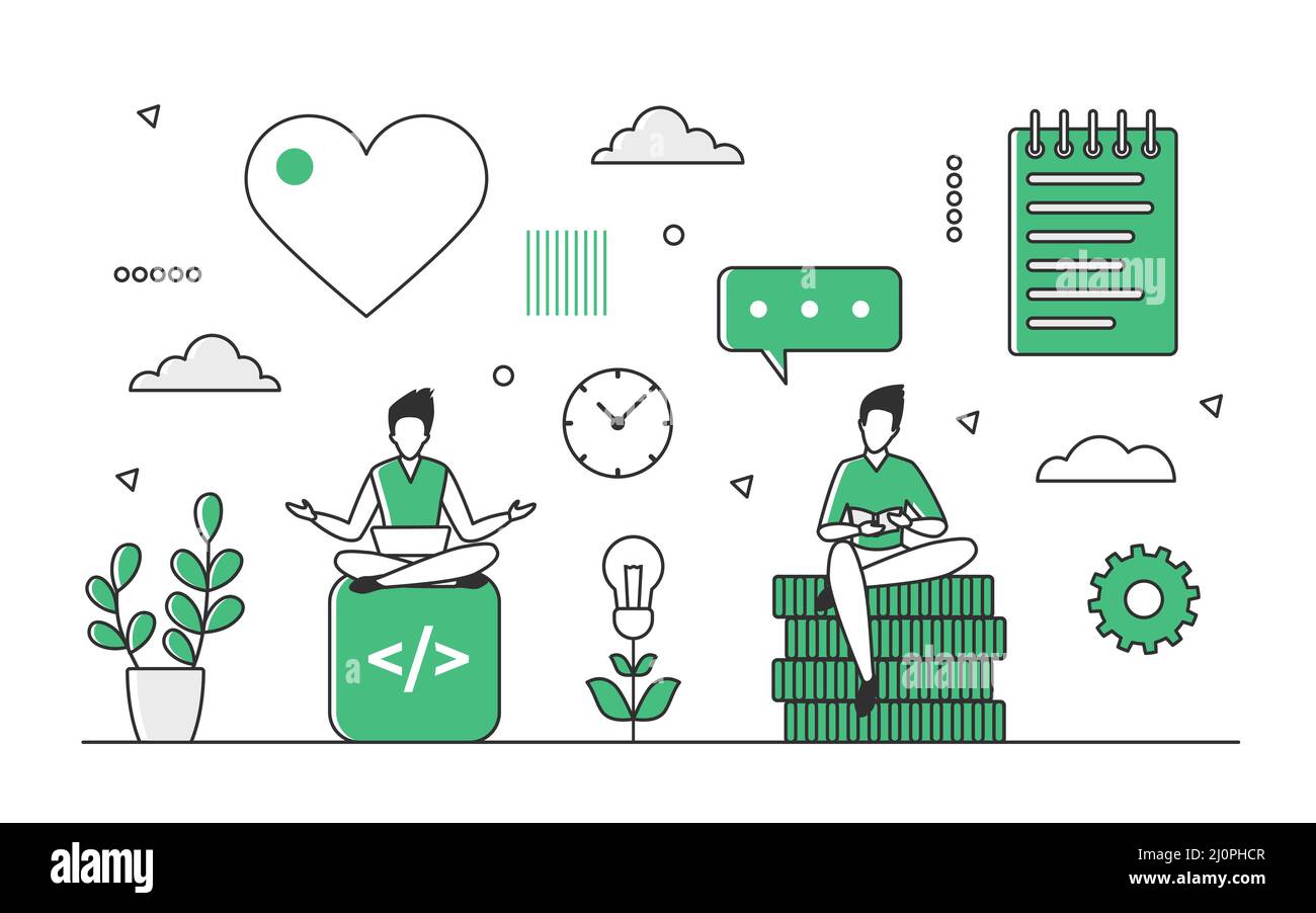 Business brainstorming on creative bulb idea. Team finding innovative solution vector monocolor illustration Stock Vector