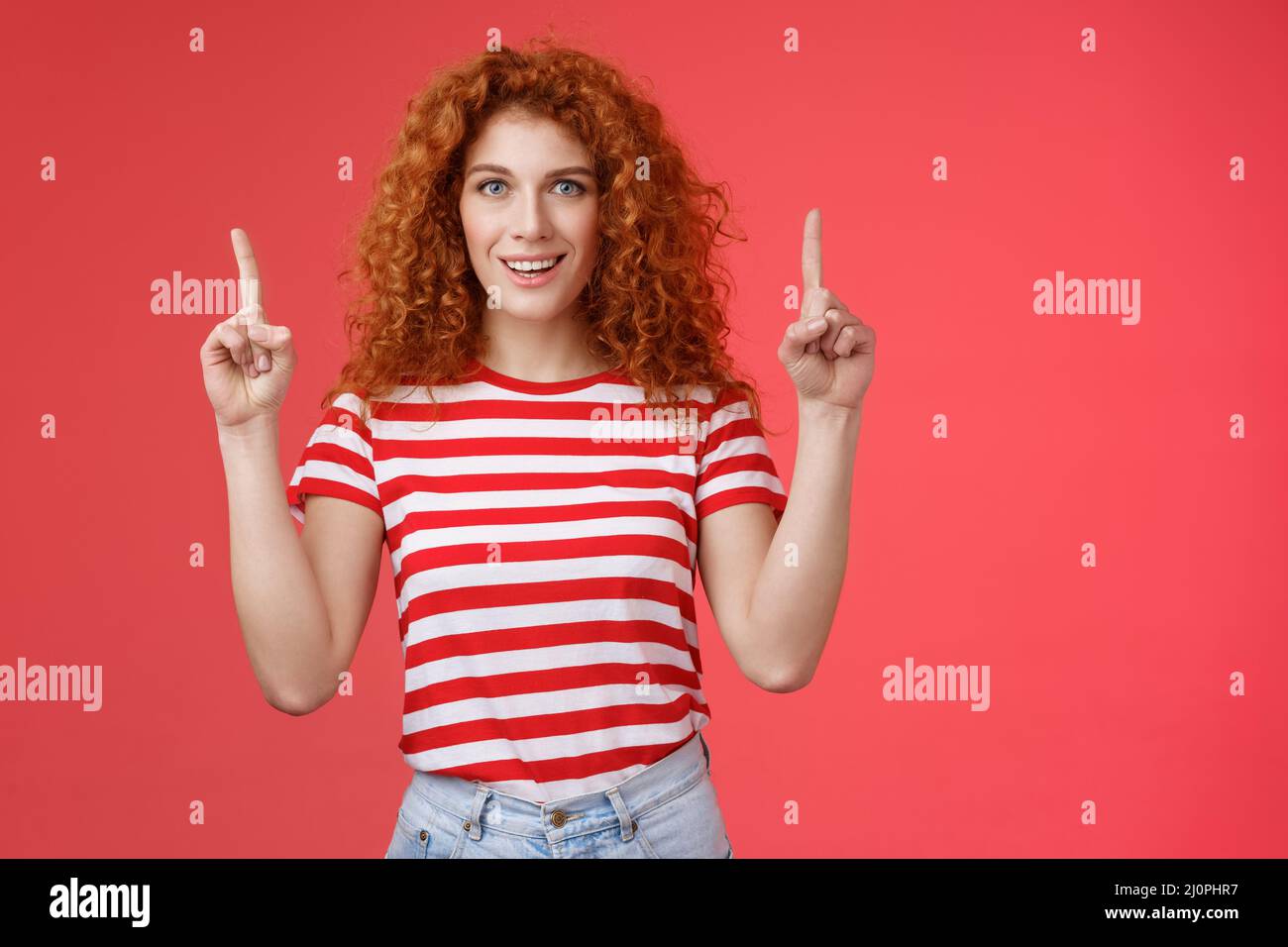 Excited Good Looking Cheeky Redhead Ginger Girl Curly Natural Hair