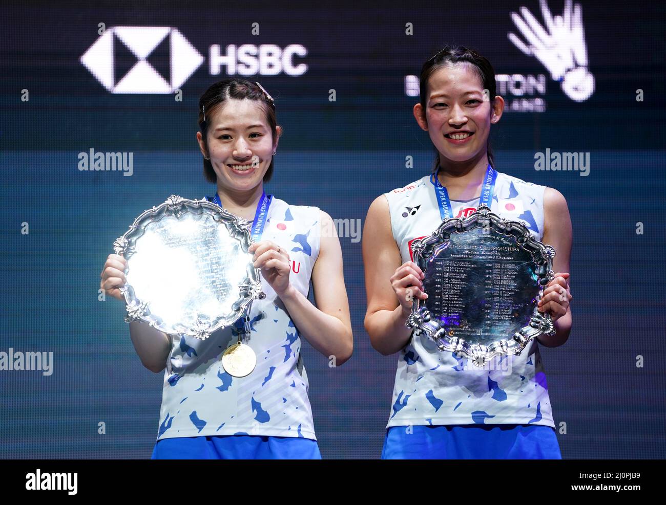 Japans Nami Matsuyama (right) and Chiharu Shida after their Womens Doubles Final against Chinas Zhang She Xian and Zheng Yu on day five of the YONEX All England Open Badminton Championships at