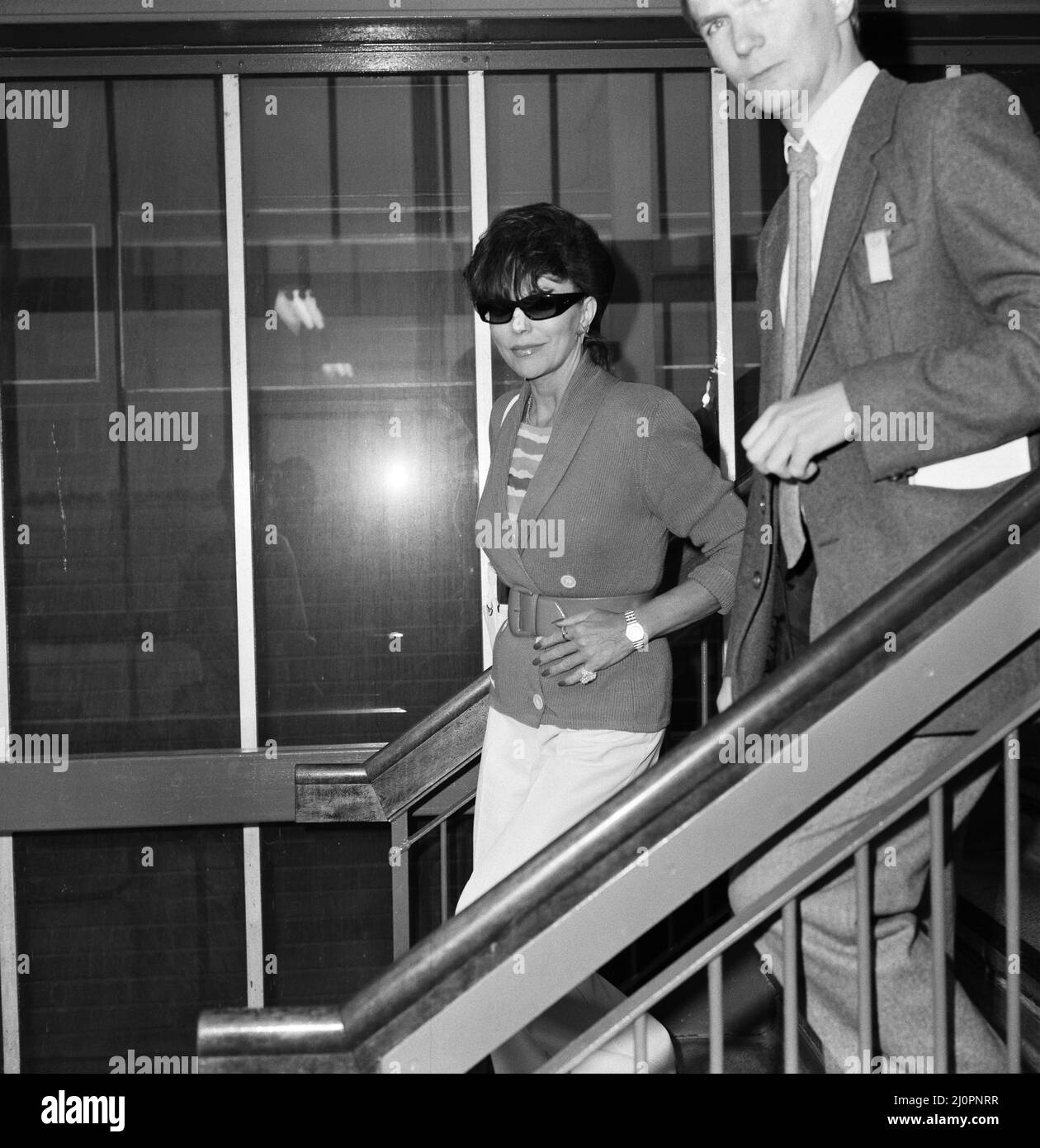 Joan Collins With Her Son Sacha 17 Arriving At Heathrow From Los Angeles 8th September 1983