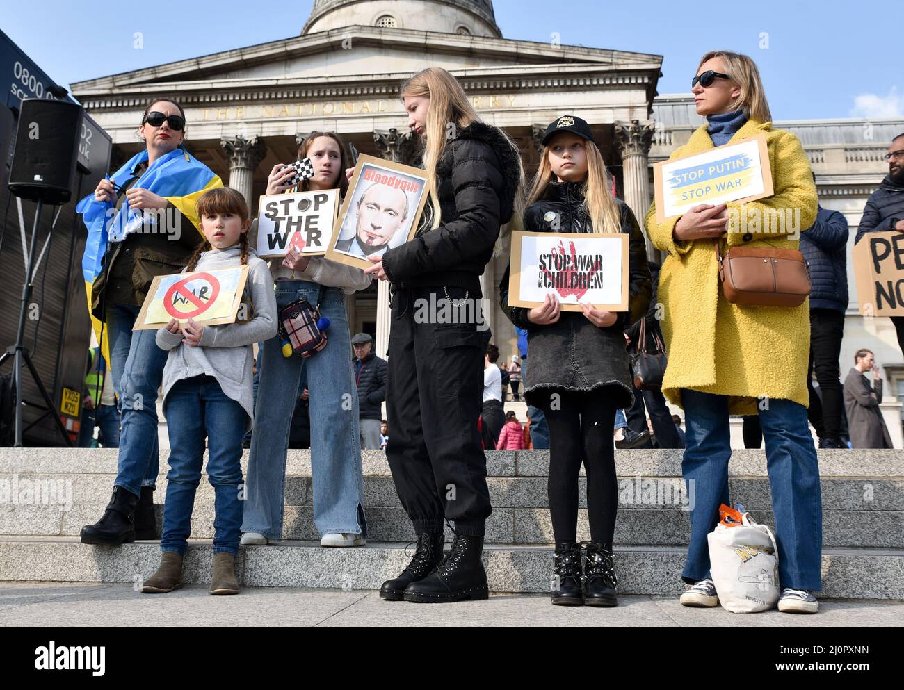Trafalgar Square, London, UK. 20th Mar 2022. Stand With Ukraine protest