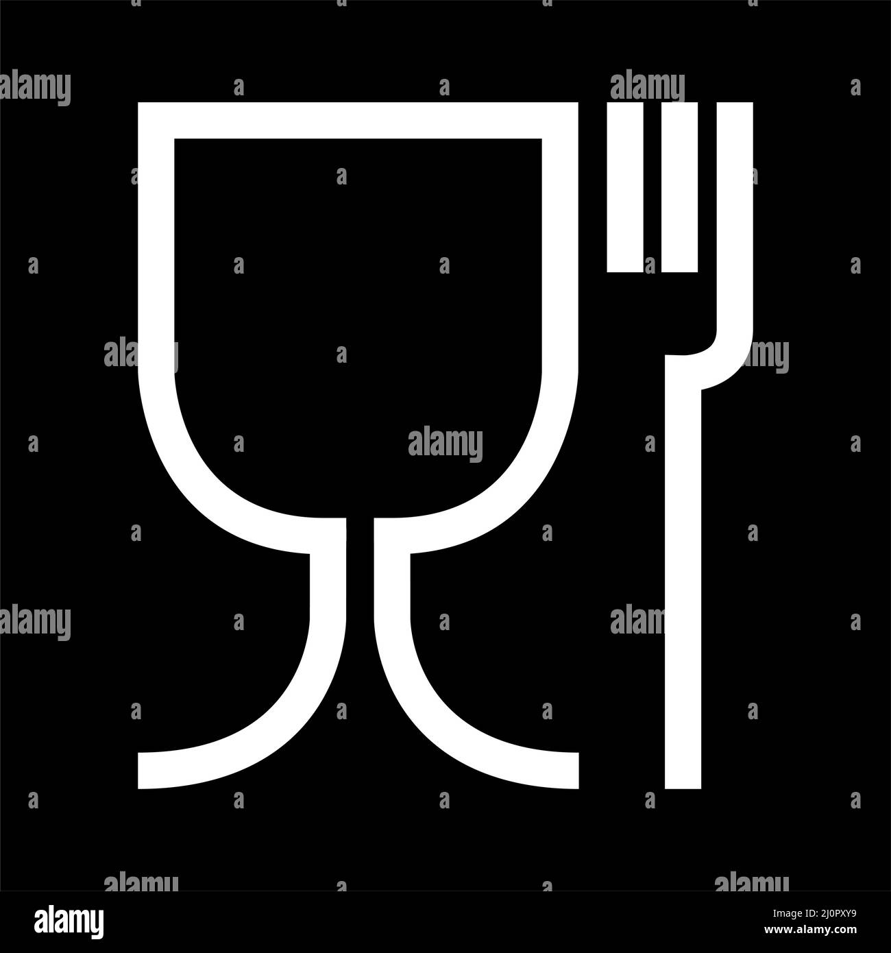 Food safe symbol. The international icon for food safe material, wine glass and a fork symbol . Stock Vector