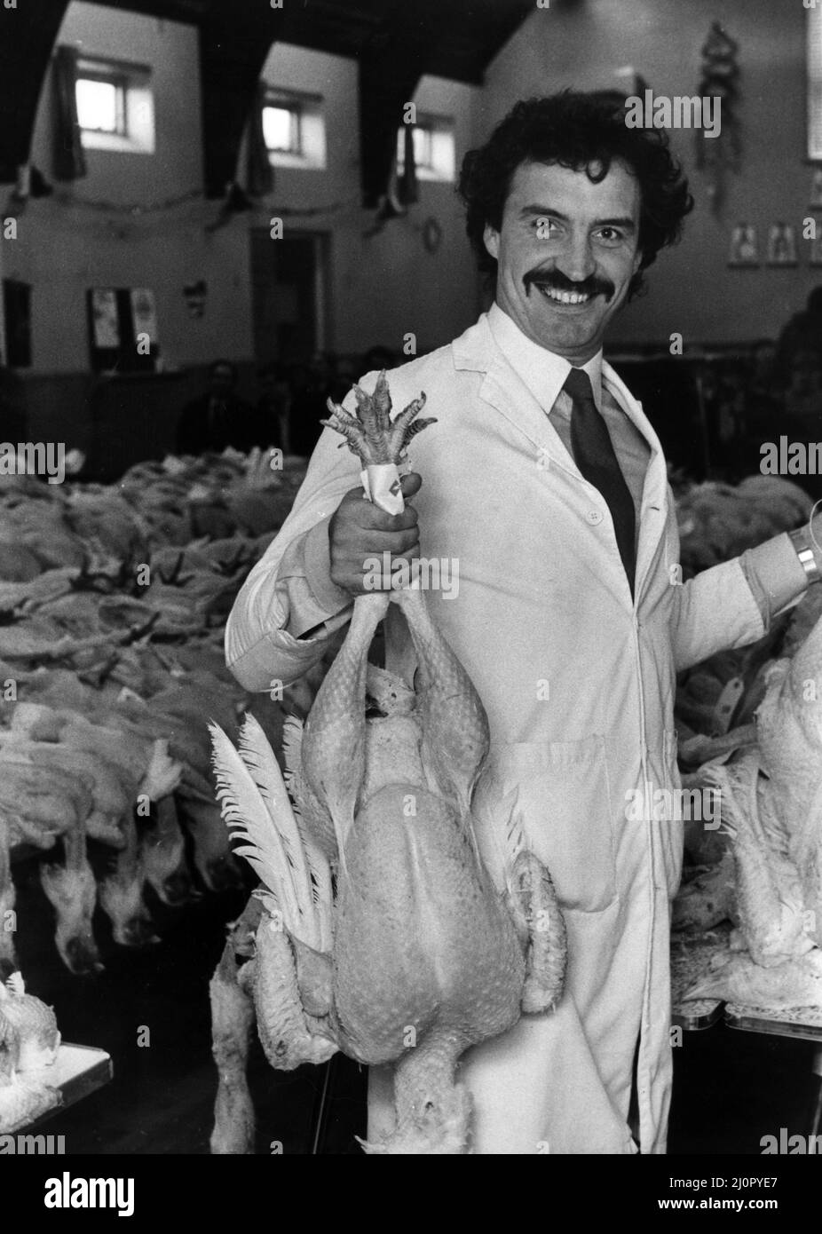 Another Turkey ready auctioned at the traditional Crawcrook auction. 22nd December 1983. Stock Photo