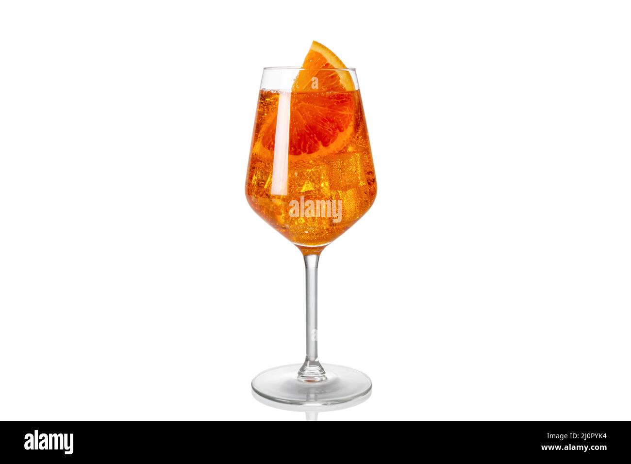 Alcoholic Aperol Spritz Cocktail Isolated on White Stock Photo