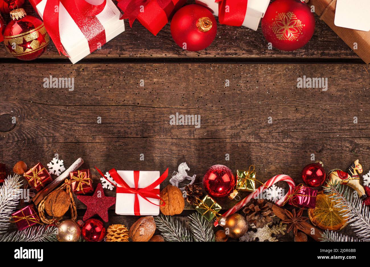 Handmade wrapped christmas gift boxes on celebrate background Stock