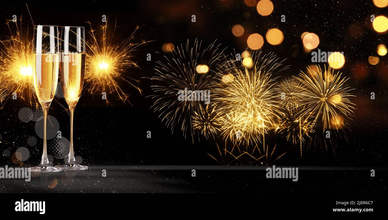 New years eve celebration background with champagne Stock Photo - Alamy