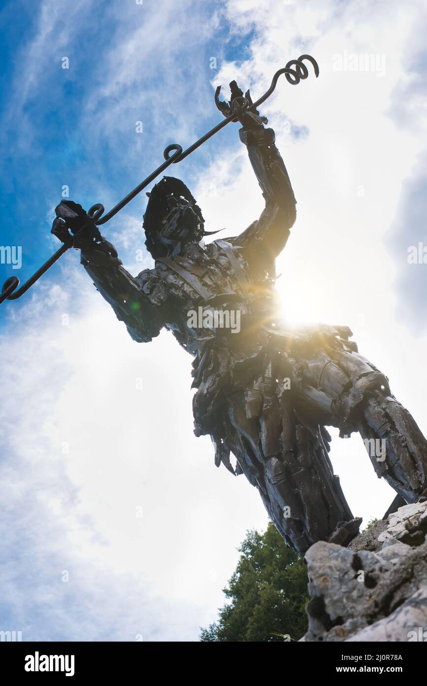 July 22, 2018 Asiago, Italy the Cengio grenadier built with shrapnel